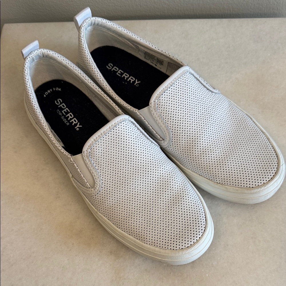 Sperry White Perforated Slip-On Shoes - Picture 1 of 5